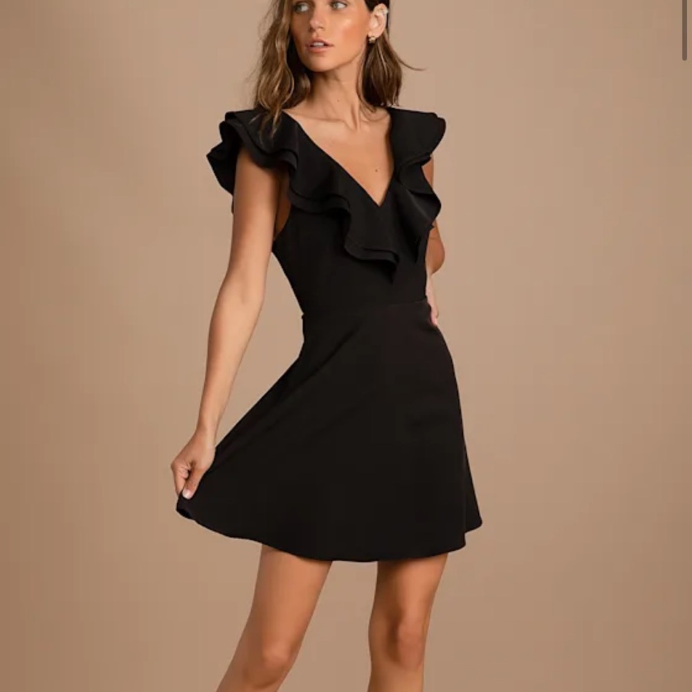 Lulu's Black Ruffle Mini Dress